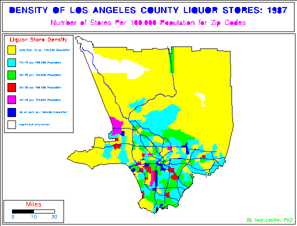 Map of Liquor Store Density in Los Angeles County